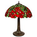 16 Inch Poinsettia Red Green Tiffany Table Lamp