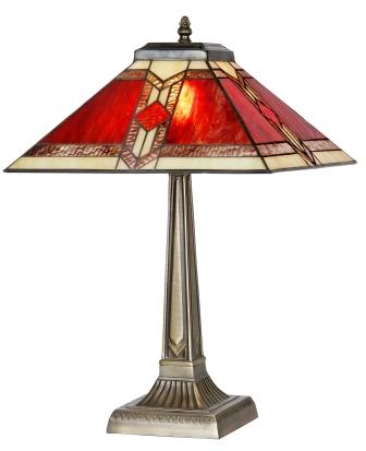 Classic 14" Red and Cream Art Deco Table Lamp