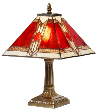 Classic 9" Red and Cream Art Deco Table Lamp