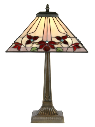 14" Square Floral Tiffany Table Lamp
