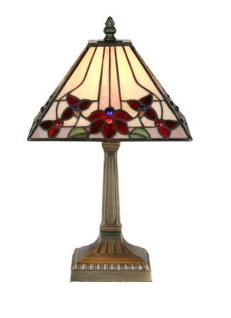 9" Square Floral Tiffany Table Lamp