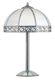 Tall 16in Bevelled Table Lamp in White and Chrome