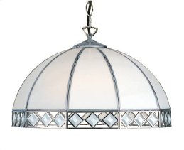 16in Bevelled Pendant Shade in White and Chrome