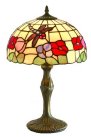 12 Inch Floral Table Lamp with Dragon Fly Motif