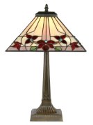 14 Inch Square Floral Tiffany Table Lamp