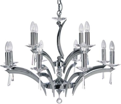 12 Light Chrome Plated Brass Crystal Chandelier